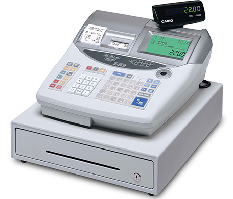 GoBD/GDPdU-konforme Registrierkasse TE-2200  mit Voll-Flachtastatur und 77 Artikelschnelltasten